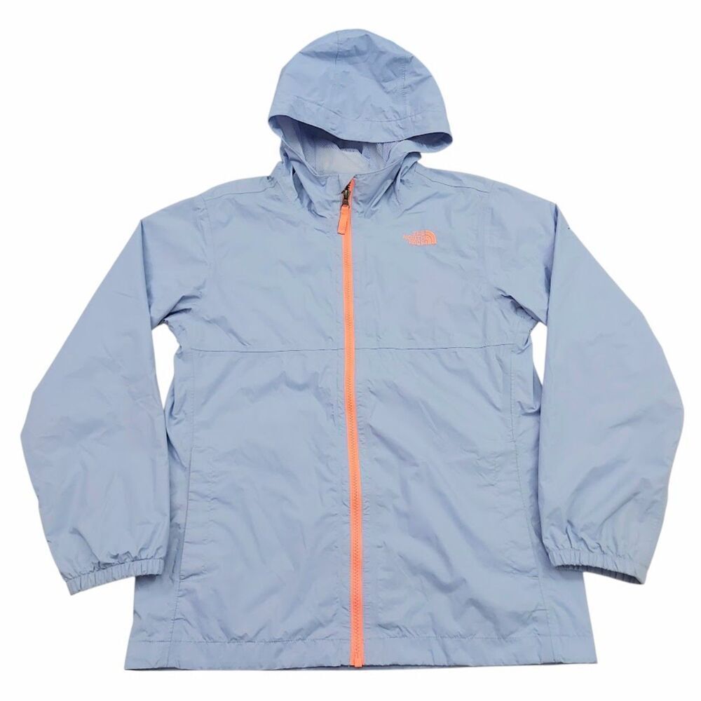 The North Face Dryvent Jacket Girls Youth XL-18 Blue Hooded Rain Coat Outdoor